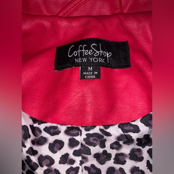 PRICE DROP! Red Faux Leather Crop Jacket Medium - Picture 8 of 13